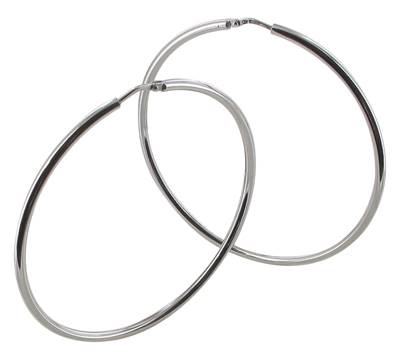 Creoles Flexibles Ronde Fil 2 Mm Diametre 50 Argent Rh