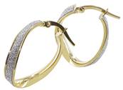 Creoles Or 375 Glitter Tube 4 Mm Ondulee 20mm * 14mm