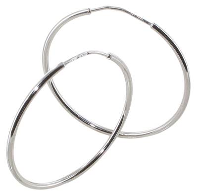 Creoles Flexibles Ronde Fil 1,20 Mm Diametre 25 Argent Rh