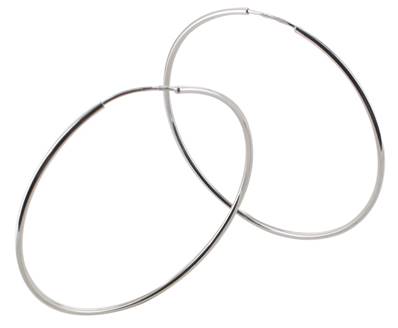 Creoles Flexibles Ronde Fil 1,20 Mm Diametre 40 Argent Rh