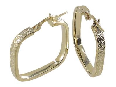 CREOLES FIL RECTANGLE 3 MM DIAM 18X18 MM OR 375